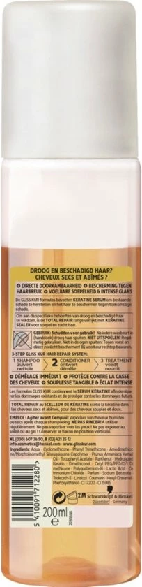 Flash-uitverkoop π Gliss Kur Total Repair Anti-Klit Spray 6x 200 Ml - Voordeelverpakking π₯ 5 Flash-uitverkoop π Gliss Kur Total Repair Anti-Klit Spray 6x 200 Ml - Voordeelverpakking π₯ - Afbeelding 3