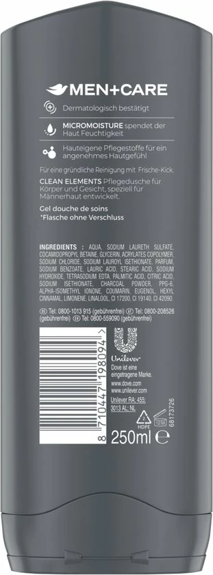 Coupon 🧨 Dove Men+Care Douchegel Man Charcoal & Clay - 6 X 250 Ml - Voordeelverpakking ✔️ 6 Coupon 🧨 Dove Men+Care Douchegel Man Charcoal & Clay - 6 X 250 Ml - Voordeelverpakking ✔️ - Afbeelding 4