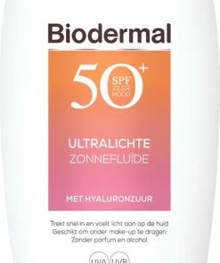 Kopen 😀 Biodermal Ultralichte Zonnefluide - Zonnebrand Met SPF50+ - Met Hyaluronzuur - Zonnebrand Gezicht 🥰