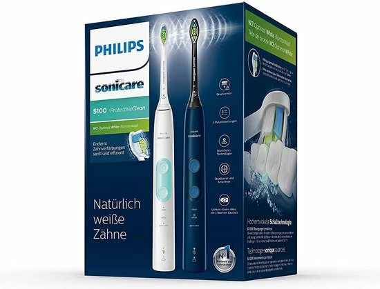 Aanbiedingen π Philips Sonicare ProtectiveClean 5100 Elektrische Tandenborstel HX6851 / 34 Dubbele Verpakking - 2 Sonische Tandenborstels Met 3 Reinigingsprogramma's, Drukregeling, Reisetuis - Wit / Blauw π 4 Aanbiedingen π Philips Sonicare ProtectiveClean 5100 Elektrische Tandenborstel HX6851 / 34 Dubbele Verpakking - 2 Sonische Tandenborstels Met 3 Reinigingsprogramma's, Drukregeling, Reisetuis - Wit / Blauw π - Afbeelding 2