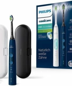 Aanbiedingen 👏 Philips Sonicare ProtectiveClean 5100 Elektrische Tandenborstel HX6851 / 34 Dubbele Verpakking - 2 Sonische Tandenborstels Met 3 Reinigingsprogramma's, Drukregeling, Reisetuis - Wit / Blauw 🎁