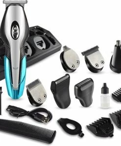 Beste Verkoop 🌟 BAESS 5-in-1 Tondeuse Voor Mannen - Baard En Lichaam - Bodygroomer - Neus En Oor - Trimmer - Blauw 🔥