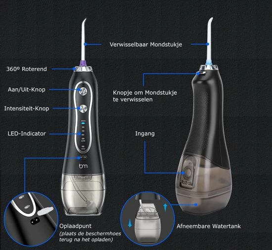 Top 10 π Bluemay Waterflosser - Monddouche - Waterflosser Elektrisch - Waterflosser Draadloos - Tandsteen Verwijderaar - Tandplak Verwijderaar - Zwart π 9 Top 10 π Bluemay Waterflosser - Monddouche - Waterflosser Elektrisch - Waterflosser Draadloos - Tandsteen Verwijderaar - Tandplak Verwijderaar - Zwart π - Afbeelding 7