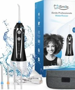 Beste recensies van 😀 ISmile Waterflosser - Monddouche - GRATIS Reistas - Waterflosser Draadloos - Tandsteen Verwijderen - Gezond & Schoon Gebit - Zwart ❤️