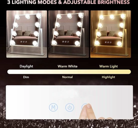 Coupon π― Sefaras Hollywood Spiegel Met Verlichting - Make Up Spiegel – Dimbaar Met Drie Lichtstanden - Wit π― 5 Coupon π― Sefaras Hollywood Spiegel Met Verlichting - Make Up Spiegel – Dimbaar Met Drie Lichtstanden - Wit π― - Afbeelding 3