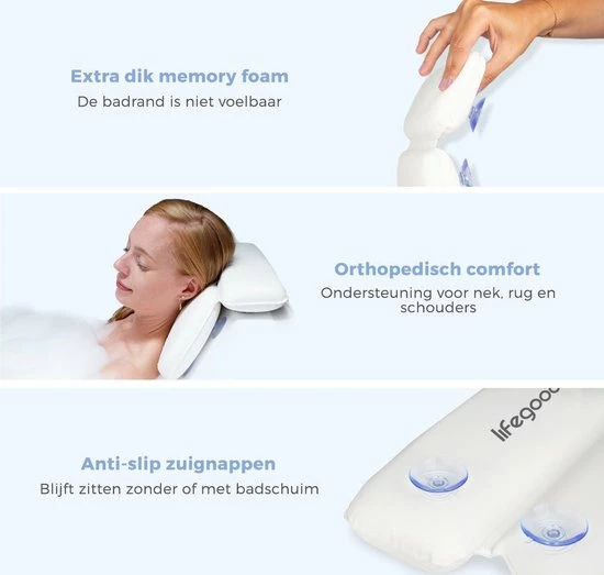 Coupon 𧨠LifeGoods Luxe Badkussen Met Anti Slip Zuignappen - Home Spa Kussen Voor Rug/Schouder/Nek - Orthopedisch Hoofd Steun Voor In Bad En Jacuzzi - Waterdicht - Wit π₯ 5 Coupon 𧨠LifeGoods Luxe Badkussen Met Anti Slip Zuignappen - Home Spa Kussen Voor Rug/Schouder/Nek - Orthopedisch Hoofd Steun Voor In Bad En Jacuzzi - Waterdicht - Wit π₯ - Afbeelding 3