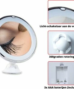 Uitgang ❤️ Sworks Vergroot Make Up En Scheer Spiegel Met LED Verlichting - 10x Vegroting En Natuurlijk Licht Voor Cosmetica/Scheren/Epileren - 360° Graden Verstelbare Zuignap En Wandbevestiging - Badkamer/Douche/Slaapkamer - Rond – Wit 😀 18 Uitgang ❤️ Sworks Vergroot Make Up En Scheer Spiegel Met LED Verlichting - 10x Vegroting En Natuurlijk Licht Voor Cosmetica/Scheren/Epileren - 360° Graden Verstelbare Zuignap En Wandbevestiging - Badkamer/Douche/Slaapkamer - Rond – Wit 😀 -L'Oréal Shop 550x523 2