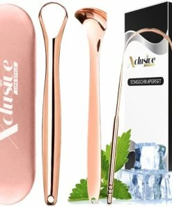 Nieuw 💯 Xclusive-lifestyle® Luxe Rosé Tongschraperset - RVS Tongreiniger - 4-Delig - Ayurveda - Tongschraper - Mondverzorging - Mondhygiëne - Luxe Case - Herbruikbaar & Duurzaam - Sinterklaas Cadeau 🔔