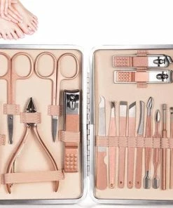 Begroting 💯 JC's 18-delige Professionele Manicure Set & Pedicureset Met Nagelvijl & Nageltang – Nagelset Met Nagelschaartje & Huidverzorging – Manicure Etui - Nagelknipper - Behandeling Nagels En Huid 🌟