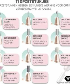 Uitgang 🥰 Vulpes Goods Vulpes BeautyCare® Elektrische Nagelvijl - 11 Nagelfrees Bitjes, 96 Schuurrolletjes & Draagtas - Manicure En Pedicure Set - Limited Edtion - Rosé/Goud 😍 -L'Oréal Shop 550x529 2