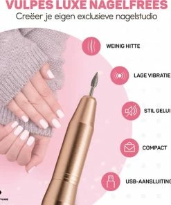 Uitgang 🥰 Vulpes Goods Vulpes BeautyCare® Elektrische Nagelvijl - 11 Nagelfrees Bitjes, 96 Schuurrolletjes & Draagtas - Manicure En Pedicure Set - Limited Edtion - Rosé/Goud 😍 -L'Oréal Shop 550x533