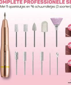Uitgang 🥰 Vulpes Goods Vulpes BeautyCare® Elektrische Nagelvijl - 11 Nagelfrees Bitjes, 96 Schuurrolletjes & Draagtas - Manicure En Pedicure Set - Limited Edtion - Rosé/Goud 😍 -L'Oréal Shop 550x534