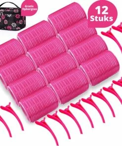 Korting 🤩 BeautyFit Krulspelden Set 24 Stuks - 12 Haarklemmen + Opbergtas (t.w.v. €20) - Heatless Curls - Kleefrollers - Haarrollers - Rollers Hair Curler - Krullen Zonder Hitte - Black Friday 2022 Deals - Schoencadeautjes - Sinterklaas - Kerst Cadeautjes ⭐