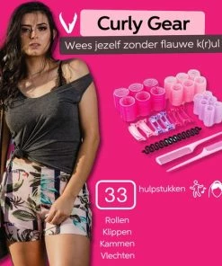 Korting ❤️ Vivefly Healthcare Curly Gear -Haarkrulset 32-delig - Haarrollers - Kleefrollers - Haarclip - Heatless Curls - Sinterklaas Cadeautjes - Kerstcadeau - Black Friday 👏