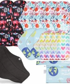 Nieuw 🌟 Merkloos 12-pack - Wasbaar - Herbruikbaar Maandverband - Inlegkruisjes - Zachte Bamboe Stof - Ecologisch - Duurzaam - 1 Pakket: 4 Maten - Super Absorberend - Dun - Comfortabel - AANBIEDING 🎁