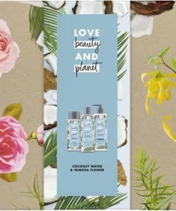 Hete verkoop ✨ Love Beauty And Planet Coconut Water & Mimosa Flower Geschenkset - Douchegel, Bodylotion En Shampoo - Het Ideale Cadeau Voor Iedere Gelegenheid 🧨