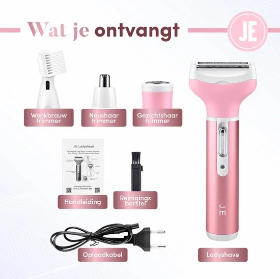 Kopen 👏 J.E® J.E Ladyshave Voor Vrouwen - Ontharings Trimmer - Haarverwijderaar - 4 In 1 ❤️ 9 Kopen 👏 J.E® J.E Ladyshave Voor Vrouwen - Ontharings Trimmer - Haarverwijderaar - 4 In 1 ❤️ - Afbeelding 7