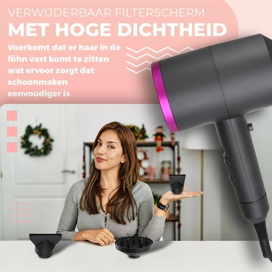 Gloednieuw π QLAY® Föhn Met Diffuser Voor Perfecte Krullen - Ionische Haardroger - Hair Dryer - Haarföhn - Fohnborstel π 4 Gloednieuw π QLAY® Föhn Met Diffuser Voor Perfecte Krullen - Ionische Haardroger - Hair Dryer - Haarföhn - Fohnborstel π - Afbeelding 2