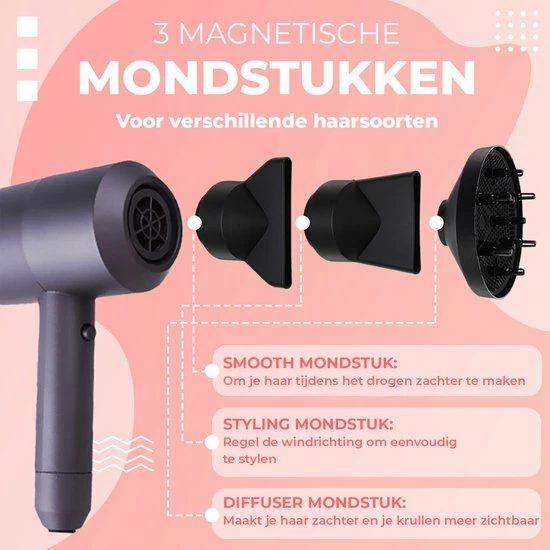 Gloednieuw π QLAY® Föhn Met Diffuser Voor Perfecte Krullen - Ionische Haardroger - Hair Dryer - Haarföhn - Fohnborstel π 7 Gloednieuw π QLAY® Föhn Met Diffuser Voor Perfecte Krullen - Ionische Haardroger - Hair Dryer - Haarföhn - Fohnborstel π - Afbeelding 5