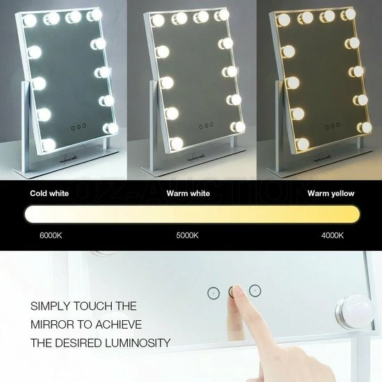 Uitgang π Bright Beauty Vanity Make Up Spiegel Met Verlichting - Wit - Dimbaar Met Drie Lichtstanden β 5 Uitgang π Bright Beauty Vanity Make Up Spiegel Met Verlichting - Wit - Dimbaar Met Drie Lichtstanden β - Afbeelding 3