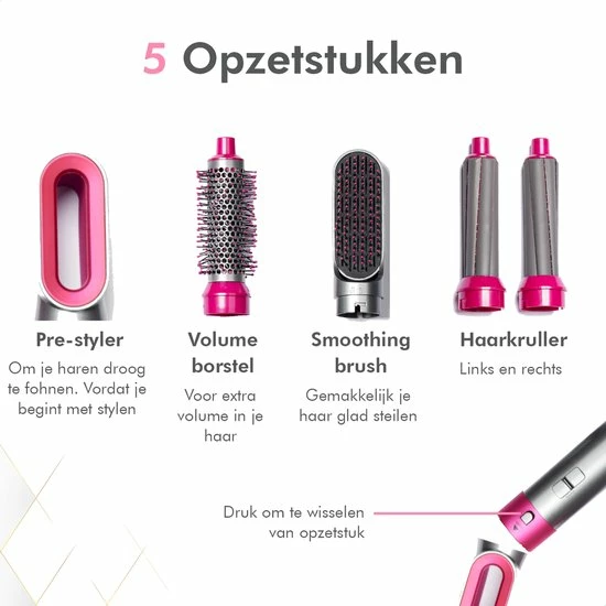 Uitgang 🥰 Dryze Airwrap Grey/pink Edition - Inclusief Leren Opbergdoos - Krultang - Föhn - Föhnborstel En Stijltang In 1 🤩 7 Uitgang 🥰 Dryze Airwrap Grey/pink Edition - Inclusief Leren Opbergdoos - Krultang - Föhn - Föhnborstel En Stijltang In 1 🤩 - Afbeelding 5