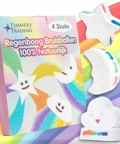 Groothandel 👏 Timmers Trading - Regenboog Bruisballen Voor Bad - 4 Unieke Vormen Geuren En Kleuren - Bruisballen Kind ❤️