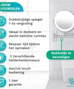 Beste deal 👏 Personal Care Make Up Spiegel Met Led Verlichting - 5X Vergroting - Wandspiegel Rond - Scheerspiegel Wandmodel - Badkamer - Douche - Chroom 👍 -L'Oréal Shop 550x550 167