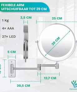 Beste deal 👏 Personal Care Make Up Spiegel Met Led Verlichting - 5X Vergroting - Wandspiegel Rond - Scheerspiegel Wandmodel - Badkamer - Douche - Chroom 👍 -L'Oréal Shop 550x550 168