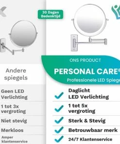 Beste deal 👏 Personal Care Make Up Spiegel Met Led Verlichting - 5X Vergroting - Wandspiegel Rond - Scheerspiegel Wandmodel - Badkamer - Douche - Chroom 👍 -L'Oréal Shop 550x550 170