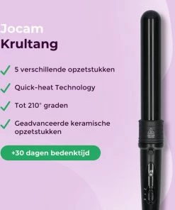 Aanbiedingen 👍 Jocam® 5-in-1 Keramische Krultang Met Opzetstukken – Golvenkrultang – Curling Wand Krultang Zonder Klem – Hair Curler - Zwart 💯 -L'Oréal Shop 550x550 228
