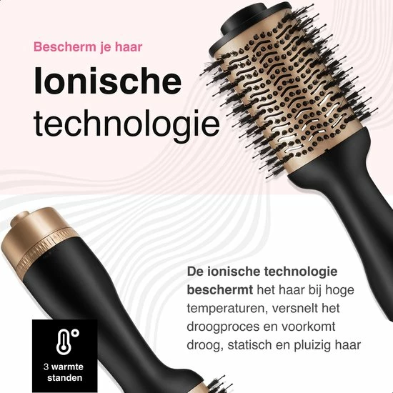 Kopen 🛒 Vivid Green 3-in-1 Ionische Fohnborstel Met Keramische 🧥 Coating - Lang/kort/Stijl/Krullen - 1000W - Roterend - Zwart/Goud 🛒 10 Kopen 🛒 Vivid Green 3-in-1 Ionische Fohnborstel Met Keramische 🧥 Coating - Lang/kort/Stijl/Krullen - 1000W - Roterend - Zwart/Goud 🛒 - Afbeelding 8