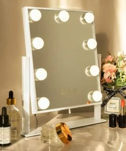Coupon 💯 Sefaras Hollywood Spiegel Met Verlichting - Make Up Spiegel – Dimbaar Met Drie Lichtstanden - Wit 💯