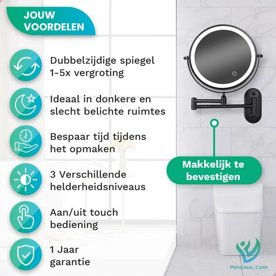 Beste recensies van π Personal Care Make Up Spiegel Met Led Verlichting - 5X Vergroting - Wandspiegel Rond - Scheerspiegel Wandmodel - Badkamer - Douche - Zwart π₯ 4 Beste recensies van π Personal Care Make Up Spiegel Met Led Verlichting - 5X Vergroting - Wandspiegel Rond - Scheerspiegel Wandmodel - Badkamer - Douche - Zwart π₯ - Afbeelding 2