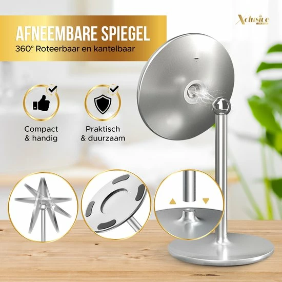 Beste recensies van 💯 Xclusive-lifestyle® Luxe Make-Up Spiegel Met LED Verlichting - Oplaadbaar - 3 Lichtkleuren - Dimbaar - Scheerspiegel - Afneembaar 10x Vergrotings Spiegeltje - 360° Verstelbaar - Sinterklaas Cadeau ✔️ 7 Beste recensies van 💯 Xclusive-lifestyle® Luxe Make-Up Spiegel Met LED Verlichting - Oplaadbaar - 3 Lichtkleuren - Dimbaar - Scheerspiegel - Afneembaar 10x Vergrotings Spiegeltje - 360° Verstelbaar - Sinterklaas Cadeau ✔️ - Afbeelding 5