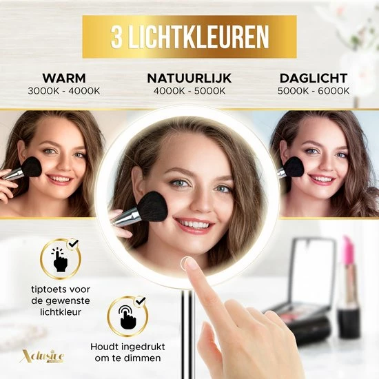 Beste recensies van 💯 Xclusive-lifestyle® Luxe Make-Up Spiegel Met LED Verlichting - Oplaadbaar - 3 Lichtkleuren - Dimbaar - Scheerspiegel - Afneembaar 10x Vergrotings Spiegeltje - 360° Verstelbaar - Sinterklaas Cadeau ✔️ 10 Beste recensies van 💯 Xclusive-lifestyle® Luxe Make-Up Spiegel Met LED Verlichting - Oplaadbaar - 3 Lichtkleuren - Dimbaar - Scheerspiegel - Afneembaar 10x Vergrotings Spiegeltje - 360° Verstelbaar - Sinterklaas Cadeau ✔️ - Afbeelding 8