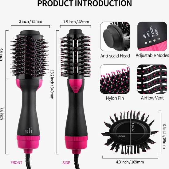 Goedkoop π Easy Life | Föhnborstel 3-in-1 Keramische Magic Hair-Brush - Föhnen Stijlen Krullen - Lang Haar - Roze/zwart 𧨠4 Goedkoop π Easy Life | Föhnborstel 3-in-1 Keramische Magic Hair-Brush - Föhnen Stijlen Krullen - Lang Haar - Roze/zwart 𧨠- Afbeelding 2