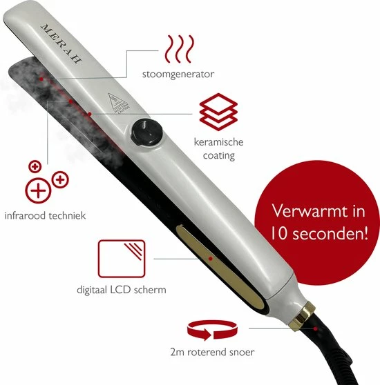 Begroting π Merah Stijltang Op Basis Van Stoom - Steampod - Infrarood Technologie Stoomstijltang - Wit/goud π 10 Begroting π Merah Stijltang Op Basis Van Stoom - Steampod - Infrarood Technologie Stoomstijltang - Wit/goud π - Afbeelding 8