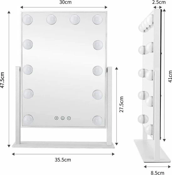 Uitgang π Bright Beauty Vanity Make Up Spiegel Met Verlichting - Wit - Dimbaar Met Drie Lichtstanden β 4 Uitgang π Bright Beauty Vanity Make Up Spiegel Met Verlichting - Wit - Dimbaar Met Drie Lichtstanden β - Afbeelding 2