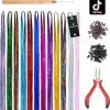 Uitgang ✨ SHOPFINO Glitter Hair Extensions - Hair Tinsel Kit - Haar Extentions - Hittebestendig - TikTok - 12 Verschillende Kleuren - 4800 Hairtinsels - Black Friday - Sinterklaas - Cadeautip 😍