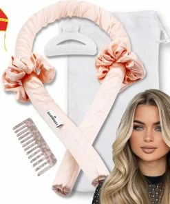 Beste Verkoop ❤️ Good Lifehacks Originele Heatless Curls Set - Haarkruller - Krullen Zonder Hitte - Met Scrunchies, Haarclip En Kam - Hittevrije Haarroller - Satijn - Chique Roze 🧨
