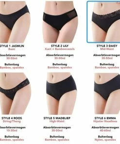 Beste deal ✨ Bamboozy Menstruatie Ondergoed 4-laags Mid-Heup Maat M 38-40 Zwart Period Underwear Duurzaam Menstrueren Incontinentie Zero Waste Daisy 😍 -L'Oréal Shop 550x566 14