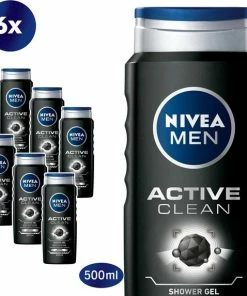 Beste Verkoop 🥰 NIVEA MEN Active Clean - 6x 500 Ml - Voordeelverpakking - Douchegel ✨