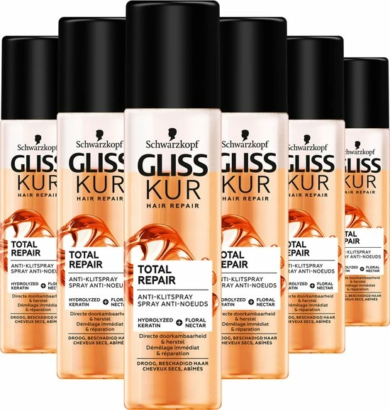 Flash-uitverkoop π Gliss Kur Total Repair Anti-Klit Spray 6x 200 Ml - Voordeelverpakking π₯ 3 Flash-uitverkoop π Gliss Kur Total Repair Anti-Klit Spray 6x 200 Ml - Voordeelverpakking π₯