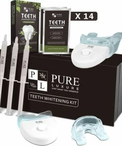 Coupon 🎁 Pure Luxure Teeth Whitening Kit - Zonder Peroxide - Met Handleiding En Ebook - Tandenbleekset - LED Tanden Bleken - Inclusief Whitening Strips - 100% Natuurlijk & Peroxidevrij - Black Friday 2022 💯
