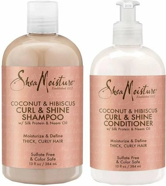 Uitgang ❤️ Shea Moisture Coconut & Hibiscus Curl & Shine - Shampoo & Conditioner Pakket 🌟 3 Uitgang ❤️ Shea Moisture Coconut & Hibiscus Curl & Shine - Shampoo & Conditioner Pakket 🌟