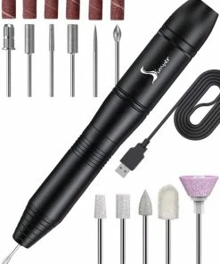 Groothandel 😉 Simver Elektrische Nagelfrees - 11 Nagelvijl Bitjes En 56 Schuurrolletjes - Manicure / Pedicure - Zwart - Cadeautip - Kerstcadeau 😍