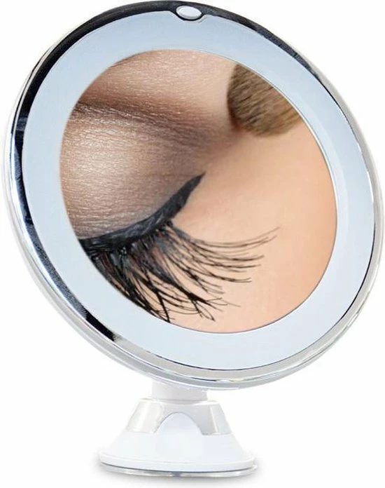 Uitgang ❤️ Sworks Vergroot Make Up En Scheer Spiegel Met LED Verlichting - 10x Vegroting En Natuurlijk Licht Voor Cosmetica/Scheren/Epileren - 360° Graden Verstelbare Zuignap En Wandbevestiging - Badkamer/Douche/Slaapkamer - Rond – Wit 😀 6 Uitgang ❤️ Sworks Vergroot Make Up En Scheer Spiegel Met LED Verlichting - 10x Vegroting En Natuurlijk Licht Voor Cosmetica/Scheren/Epileren - 360° Graden Verstelbare Zuignap En Wandbevestiging - Badkamer/Douche/Slaapkamer - Rond – Wit 😀 - Afbeelding 4