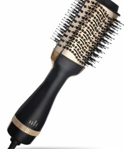 Kopen 🛒 Vivid Green 3-in-1 Ionische Fohnborstel Met Keramische 🧥 Coating - Lang/kort/Stijl/Krullen - 1000W - Roterend - Zwart/Goud 🛒