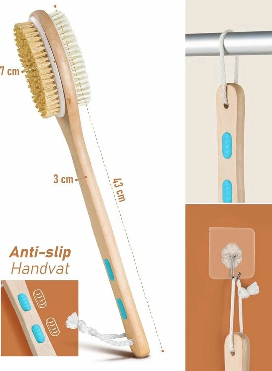 Goedkoop π€© Fesio Lichaamsborstel Met Lange Steel - Dubbelzijdig - Dry Brushing Rugborstel/Badborstel/Doucheborstel/Huidborstel - 43 Cm π 5 Goedkoop π€© Fesio Lichaamsborstel Met Lange Steel - Dubbelzijdig - Dry Brushing Rugborstel/Badborstel/Doucheborstel/Huidborstel - 43 Cm π - Afbeelding 3
