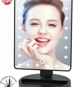 Aanbiedingen 🥰 HUISSON Make Up Spiegel Met Verlichting 24 LED Lampen Scheerspiegel Vergrootspiegel 😍